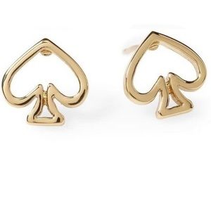 Kate Spade 12k plated gold signature spade stud earrings with an open centre